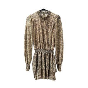 Show Me Your Mumu Gold Lamet Sheer Sleeve Mini Dress Women's Size Small